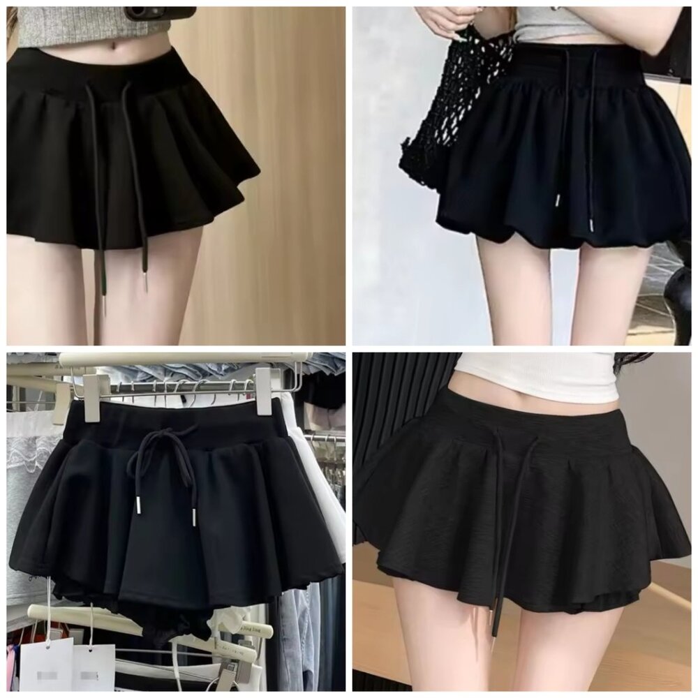 Black skirt with drawstrings